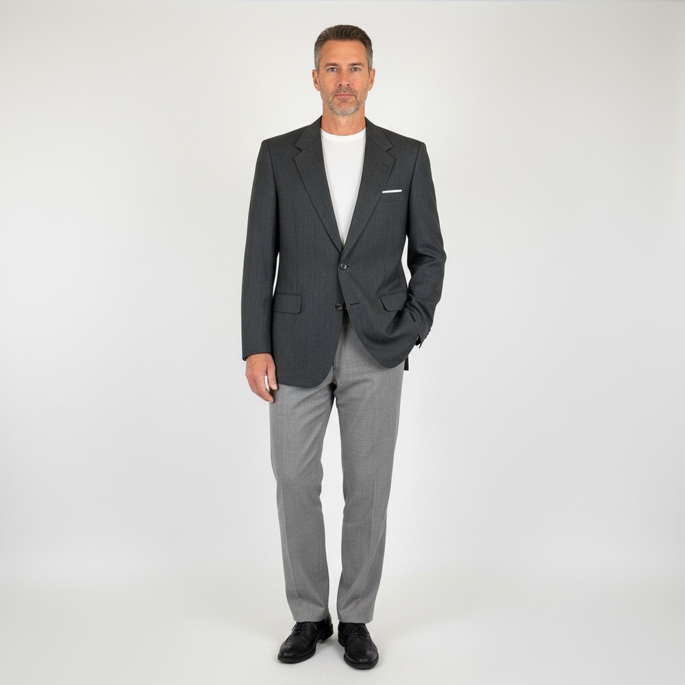Halston Dark Grey Virgin Wool Sport Coat Size 44R
